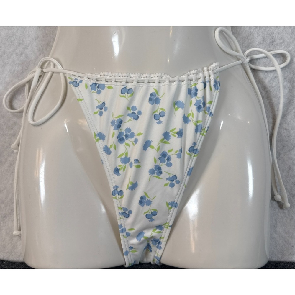Beverly & Beck Women's Medium White Side Tie Cheeky Bikini Swimsuit Bottom NWT